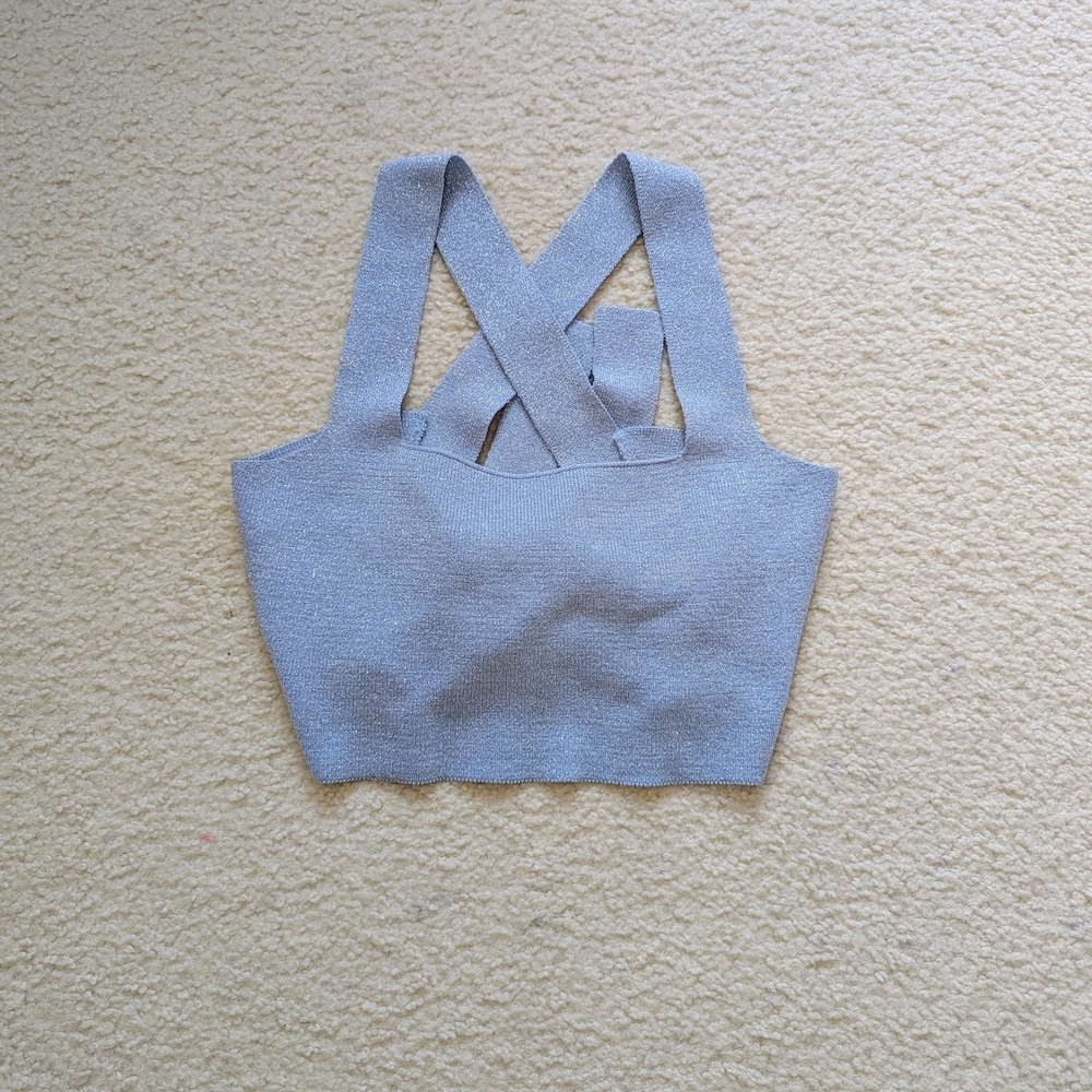 Women's Concert sparkling Baby Blue Cross-Back Top